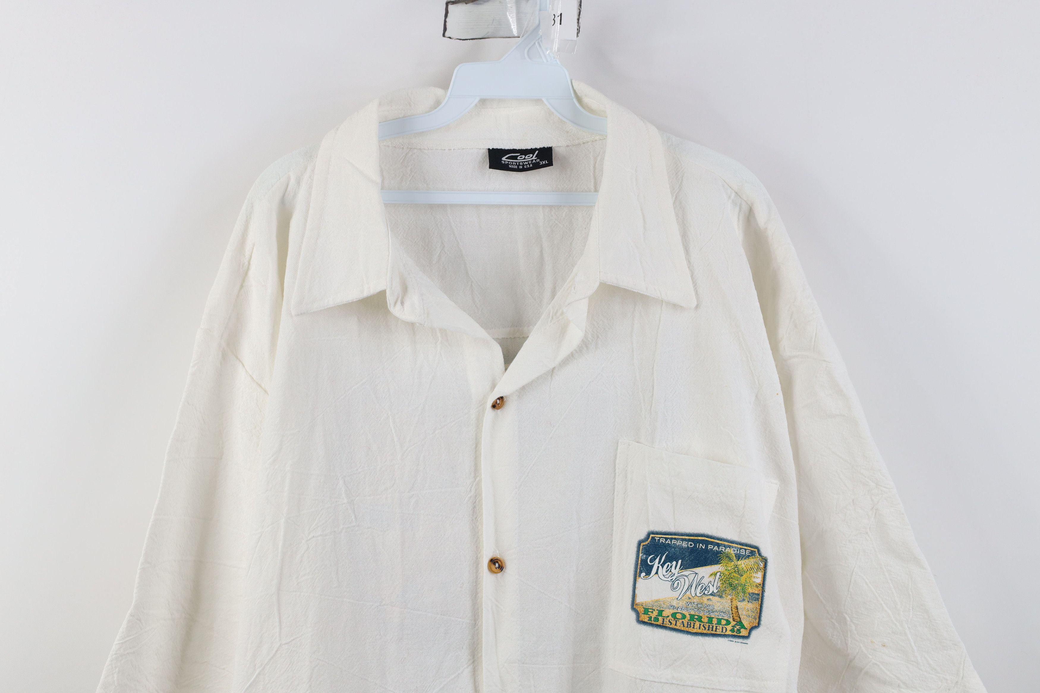 Vintage Vintage 90s Streetwear Key West Beach Button Shirt White USA Size US XXL / EU 58 / 5 - 2 Thumbnail