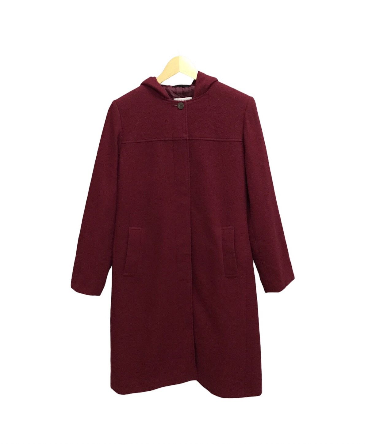 image of Vintage Rue Blanche Wool Coat Jacket Hoodie in Red, Men's (Size Small)