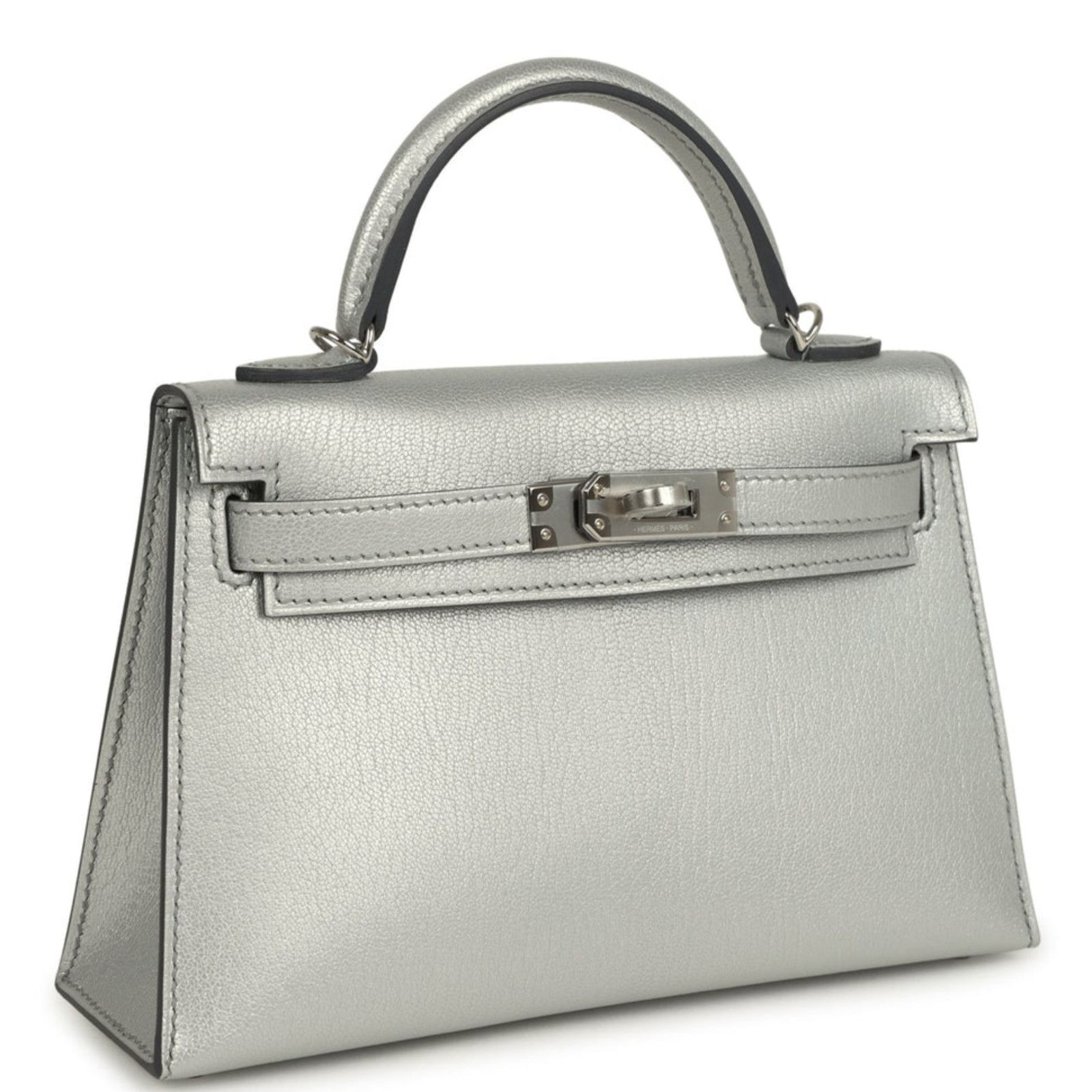 Hermes Mini Kelly 20 Sellier Argent Chevre Chamkilight Palladium Size ONE SIZE - 9 Thumbnail