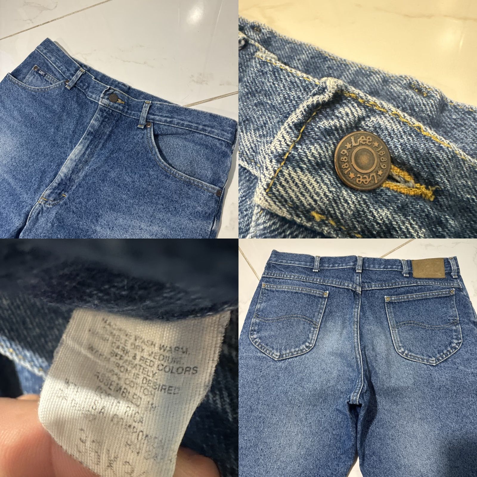 Lee VINTAGE 90s Lee Jeans Men Regular 36x34 Blue Denim Straight 36 Inseam Medium Wash Fade Size US 36 / EU 52 - 8 Thumbnail