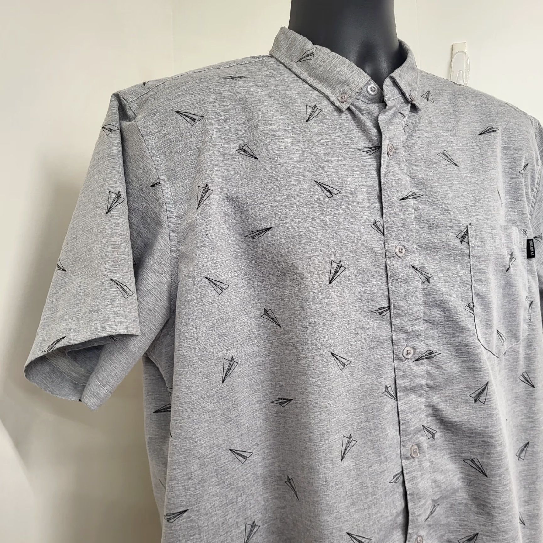 Vintage Molokai Surf Shirt XL Gray Paper Planes Print Button-Up Short Sleeve Mens Size US XL / EU 56 / 4 - 3 Thumbnail