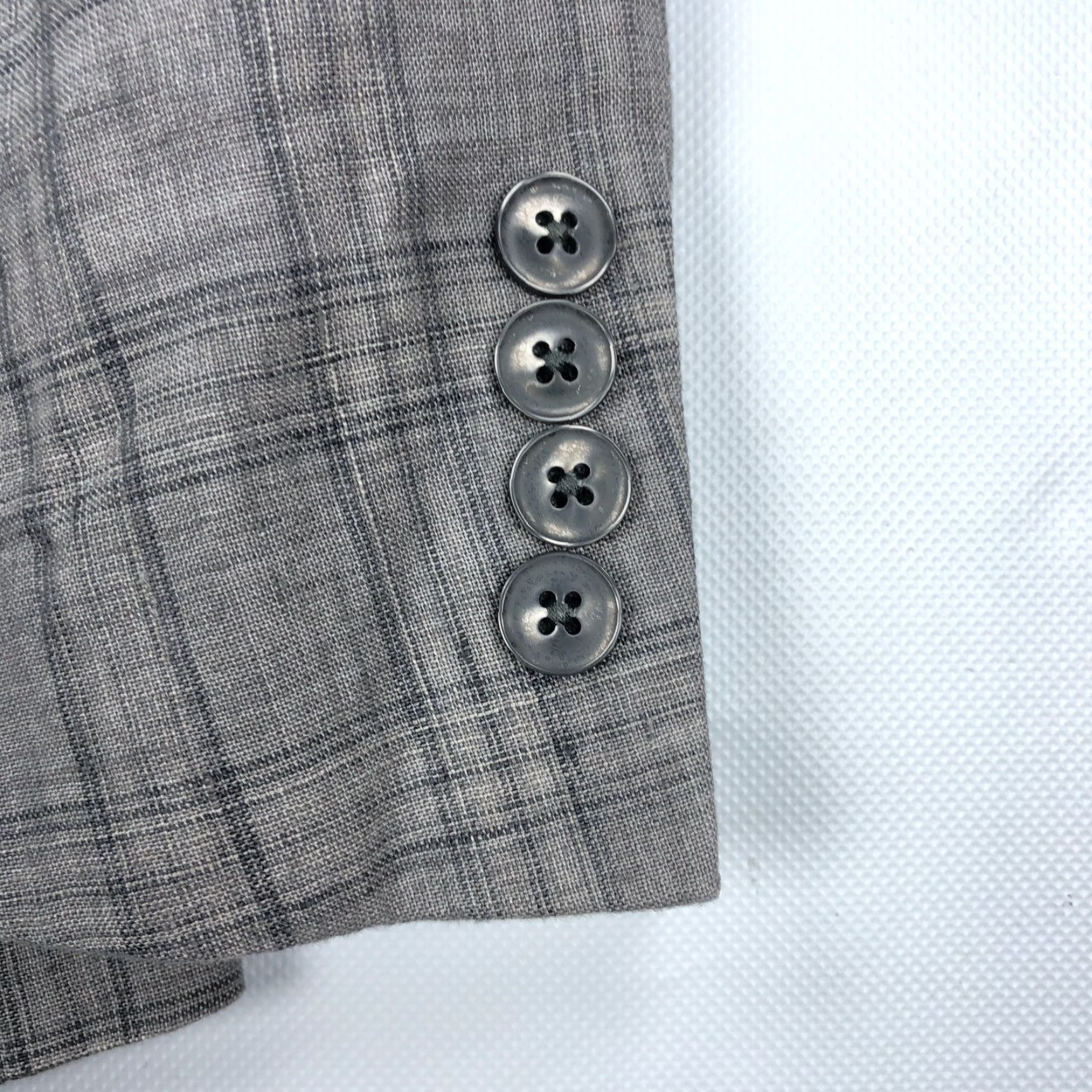 Calvin Klein Calvin Klein Blazer Suit Jacket Sport Coat Gray Plaid 40R Linen Mens Jacket Blazer 2 Button Notch Lapel Size 40R - 3 Thumbnail