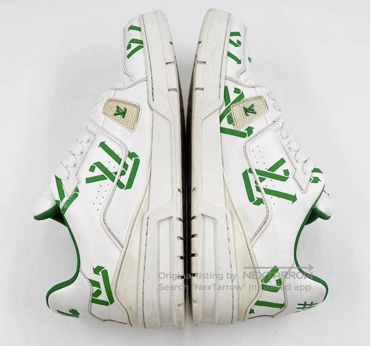 Louis Vuitton White Low-Top Sneakers with Green Accents Size 8.5. Size US 8.5 / EU 41-42 - 5 Thumbnail