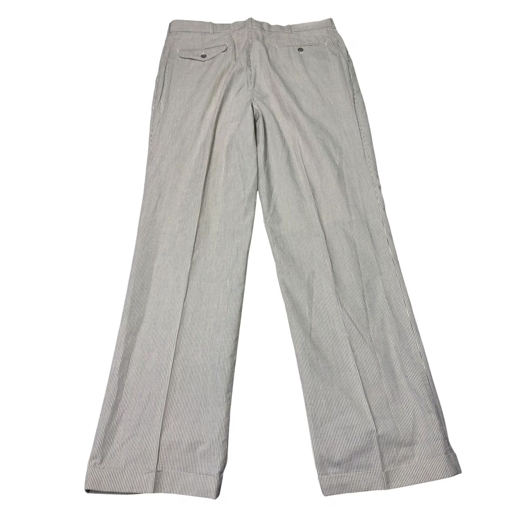 Eddie Bauer VINTAGE Eddie Bauer Seersucker Pants Striped Pleated 40x34 Men Dress Pants Blue Lightweight Size US 40 / EU 56 - 5 Thumbnail