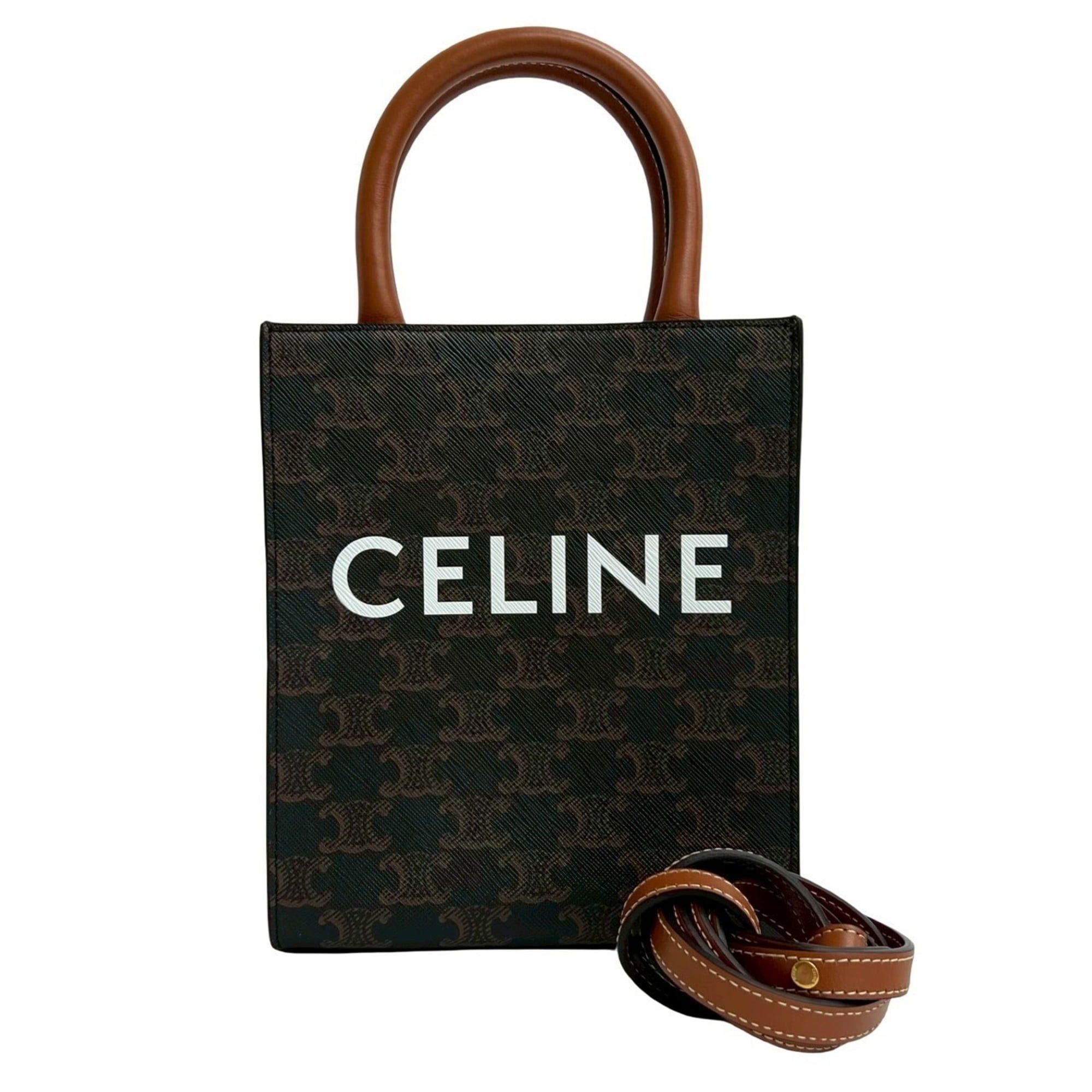 Celine CELINE Vertical Cabas Mini Leather 2-Way Handbag, Tote Bag, Shoulder Brown 21735 Size ONE SIZE - 1 Thumbnail