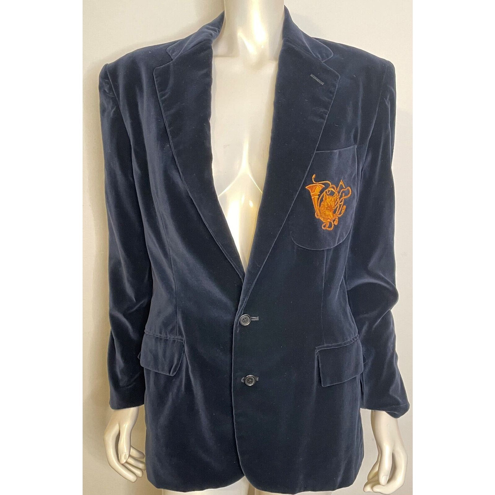 Ralph Lauren Ralph Lauren Blue Velvet Fox Crest Blazer Jacket Womens 10 Size L / US 10 / IT 46 - 1 Thumbnail