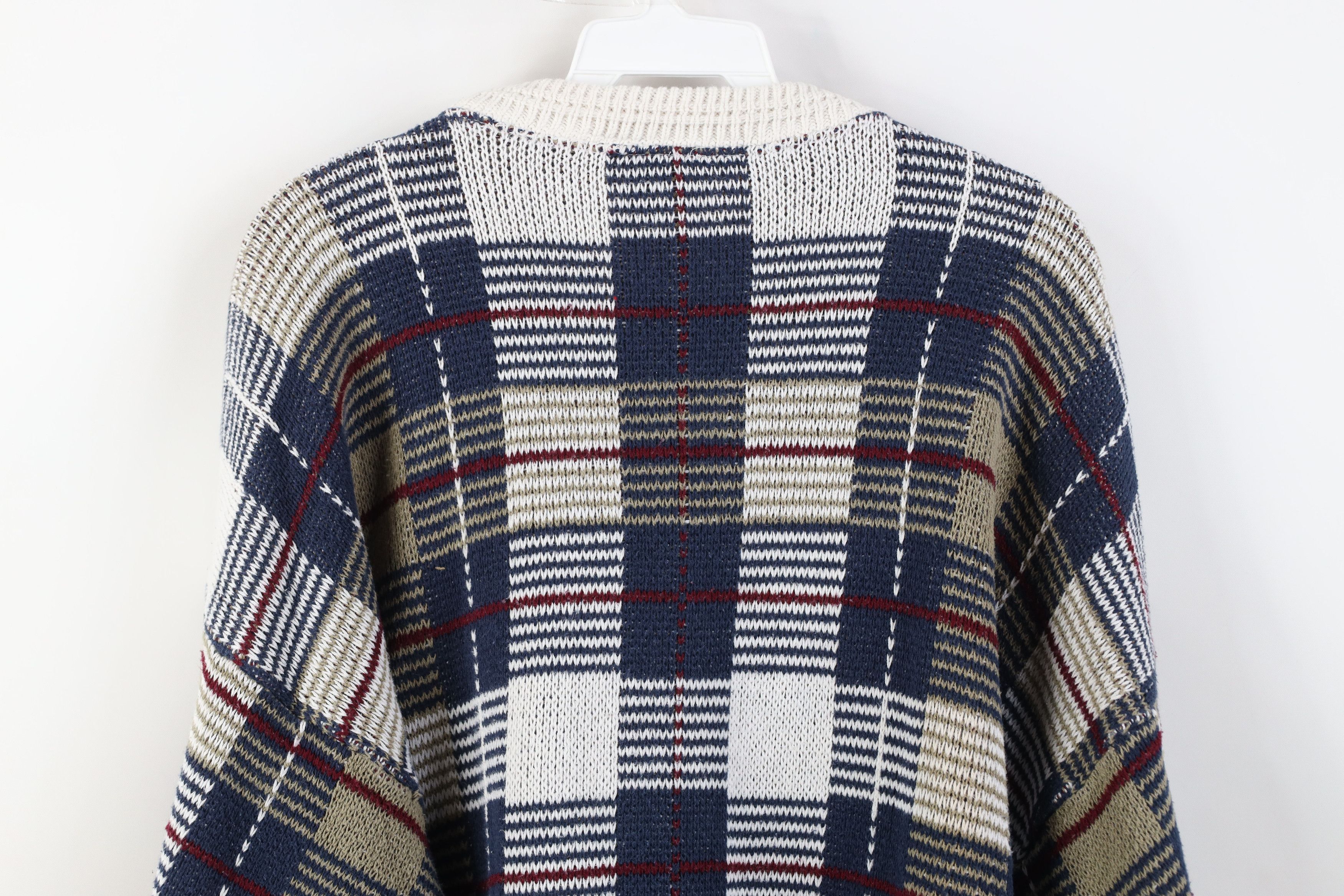 Vintage Vintage 90s Streetwear Framed Cotton Knit Sweater Plaid USA Size US XL / EU 56 / 4 - 15 Thumbnail