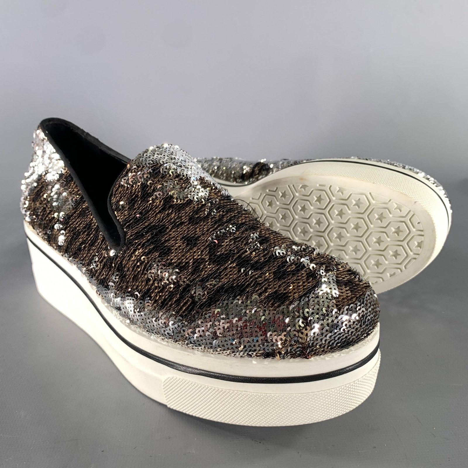Stella McCartney STELLA McCARTNEY Silver Gold Sequined Slip On Sneakers Size US 9 / IT 39 - 5 Thumbnail