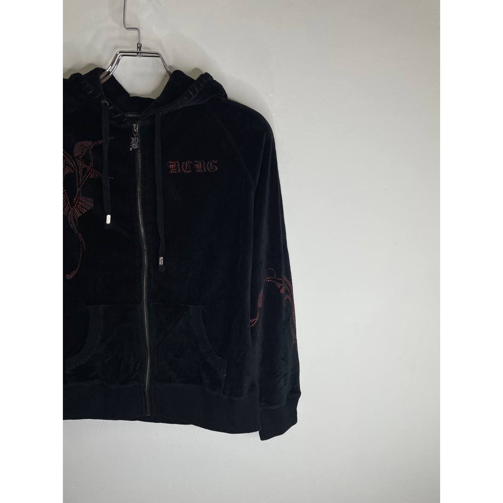 Bcbgmaxazria × Vintage Vintage BCBG Black Velour Zip Hoodie S Bird Y2K Juicy Style Size S / US 4 / IT 40 - 3 Thumbnail