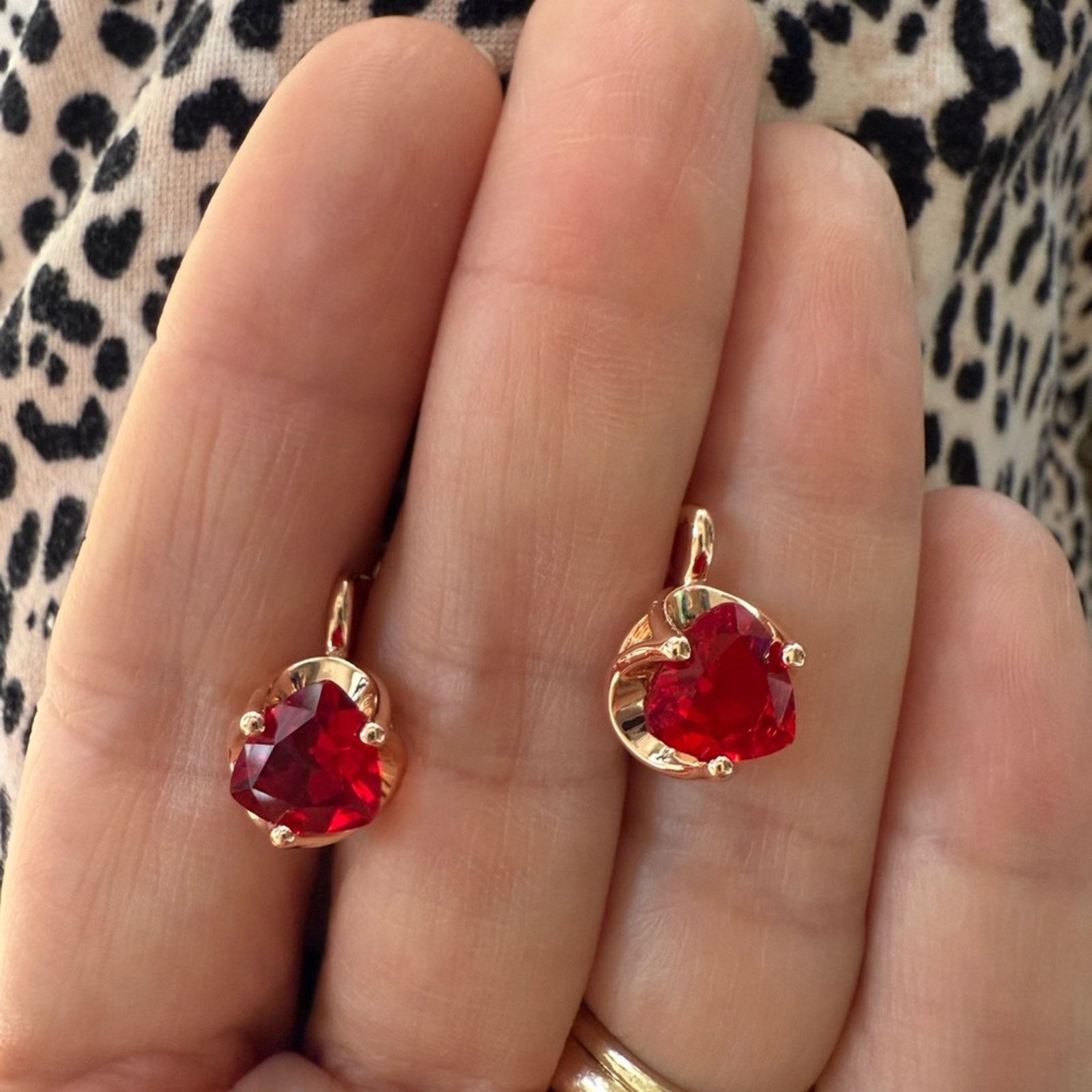 Other Red Natural Zircon English Earrings For Women 585 Rose Size ONE SIZE - 5 Thumbnail