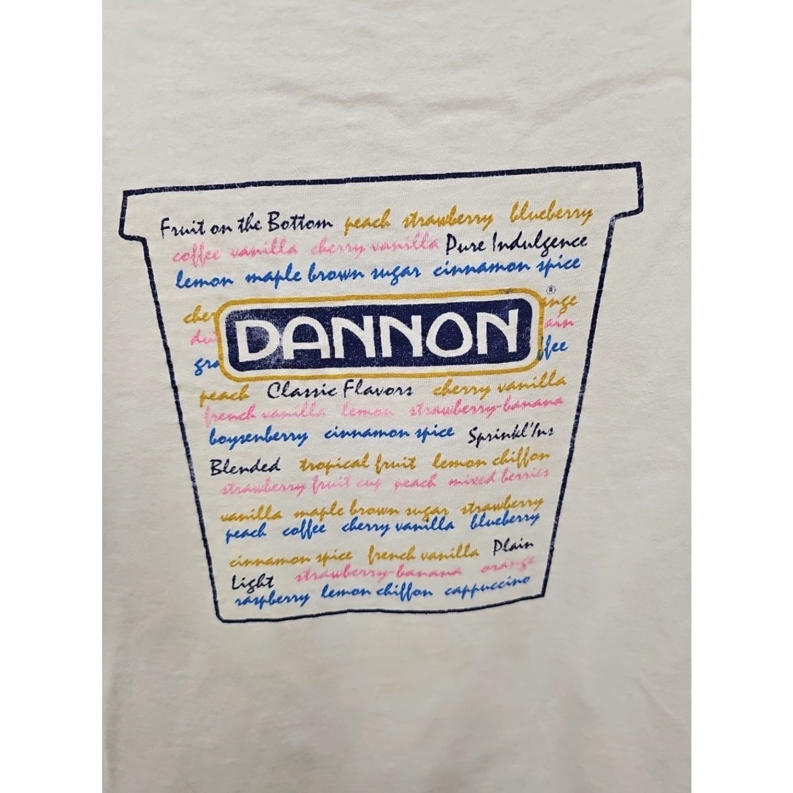 Jerzees VINTAGE Dannon Yogurt T-Shirt Rare Design XL Shirt Mens White 90s Stitch Crew Neck Hanes Beefy-T Jerzees Vintage Distressed Size US XL / EU 56 / 4 - 3 Thumbnail