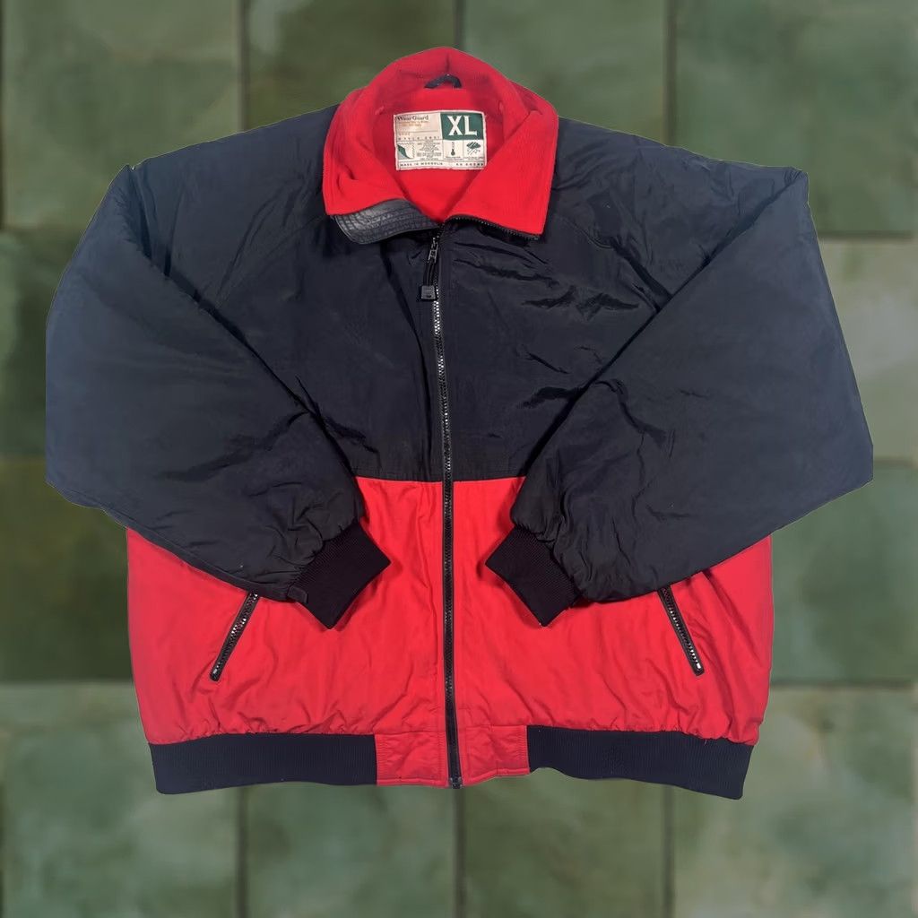 Vintage WearGuard Jacket Mens XL Red Black Nylon Fleece Lined Insulated Bomber Workwear Size US XL / EU 56 / 4 - 1 Thumbnail