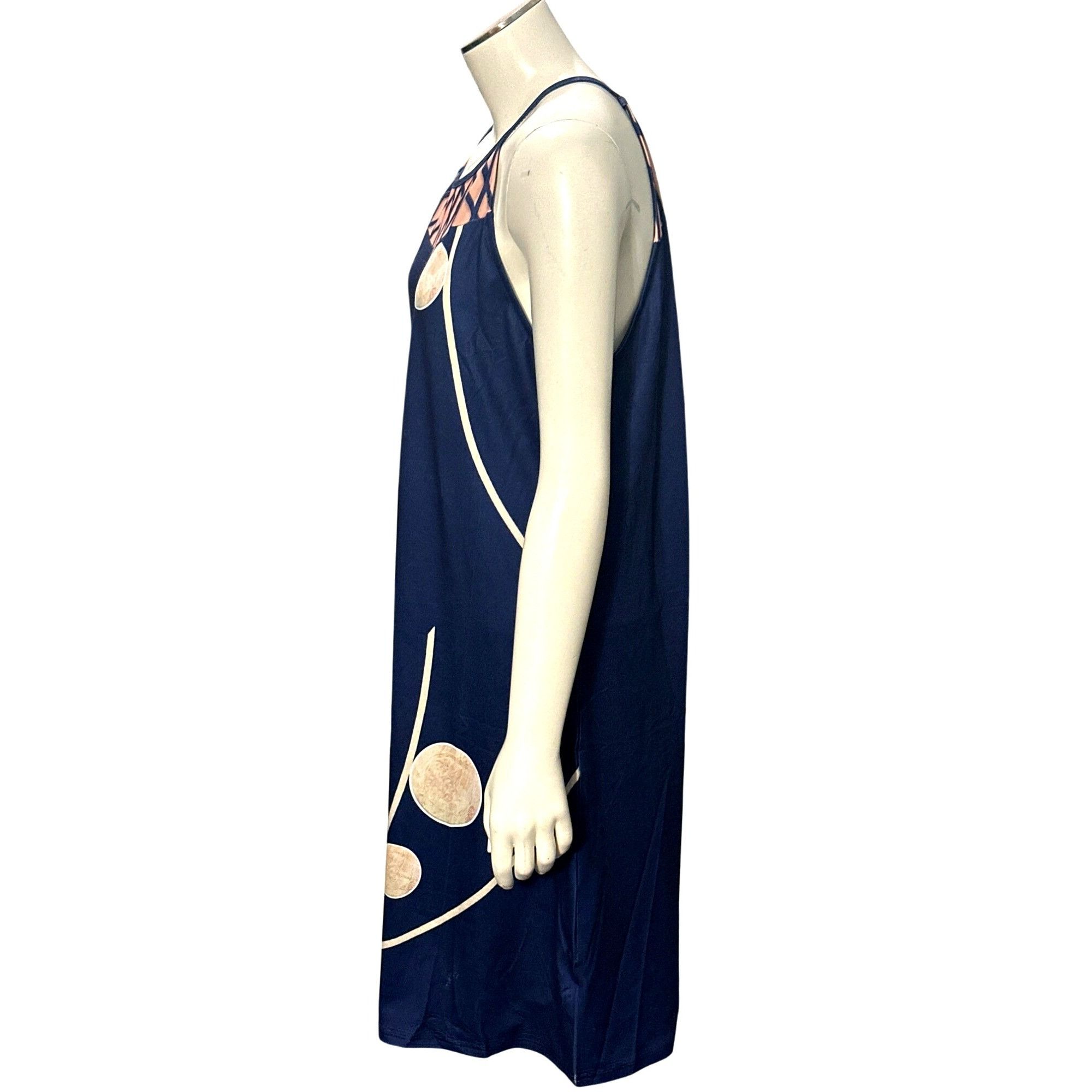 Other CCC Navy Blue Sleeveless Geometric Print Dress Mesh Detail C Size L / US 10 / IT 46 - 2 Thumbnail