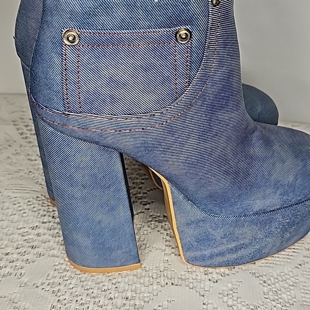 The Unbranded Brand NWOT Yoki denim blue platform high ankle rave club boots 6 Size US 6 / IT 36 - 3 Thumbnail