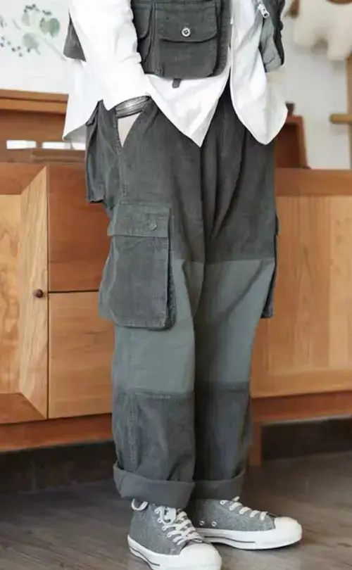 Other 2019A/W Simple Blue Japan Olive Patchwork Corduroy Pants Size US 32 / EU 48 - 1 Thumbnail