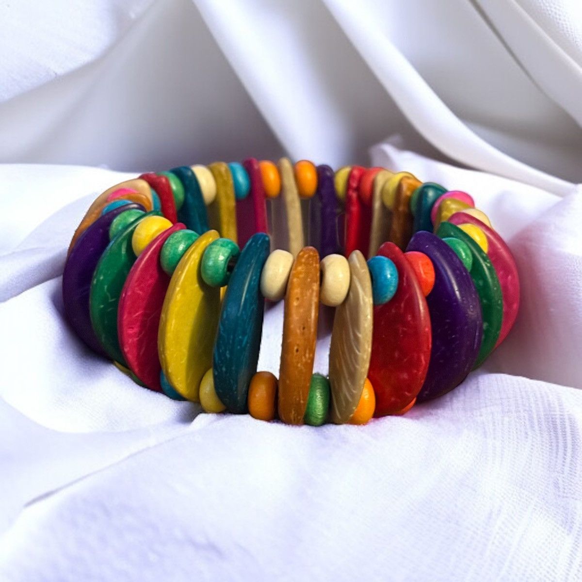 Other Chunky multicolor coconut shell stretch bracelet Size ONE SIZE - 1 Thumbnail