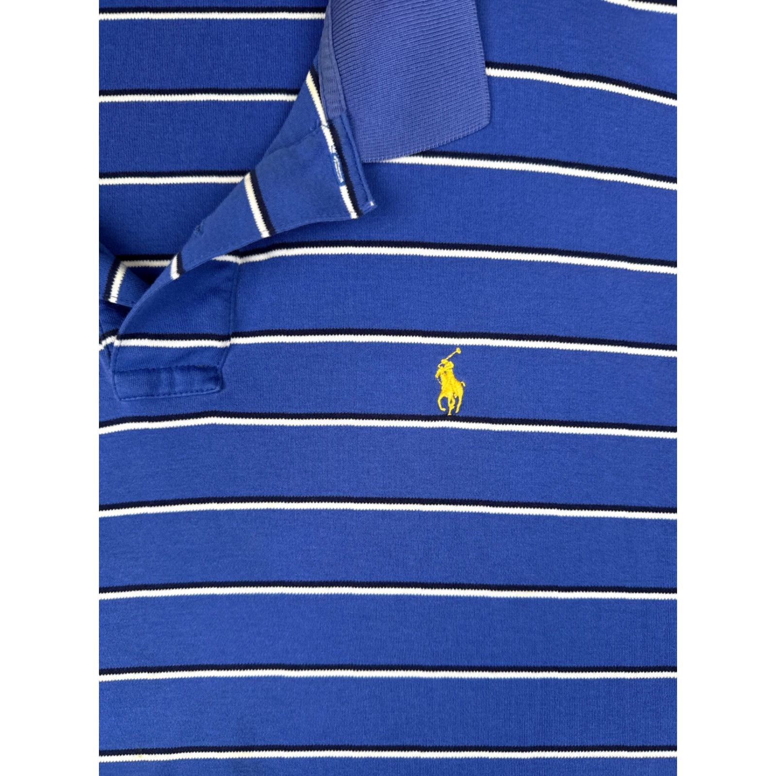 Ralph Lauren VINTAGE Ralph Lauren Polo Shirt Men XL Blue Striped 100% Cotton Slim Fit Polo 70s Theme Mens Size US XL / EU 56 / 4 - 6 Thumbnail