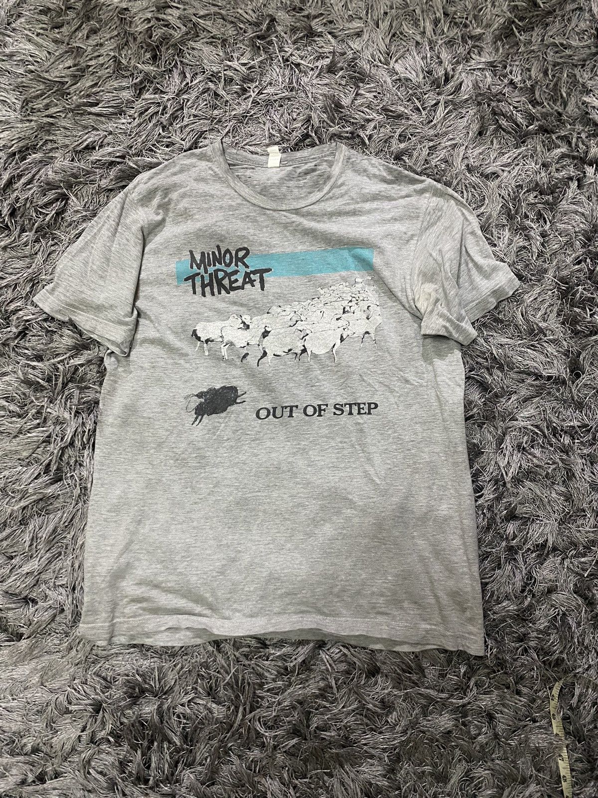image of 00S Minor Threat Out Of Step Vintage Tee in Grey, Men's (Size Large)