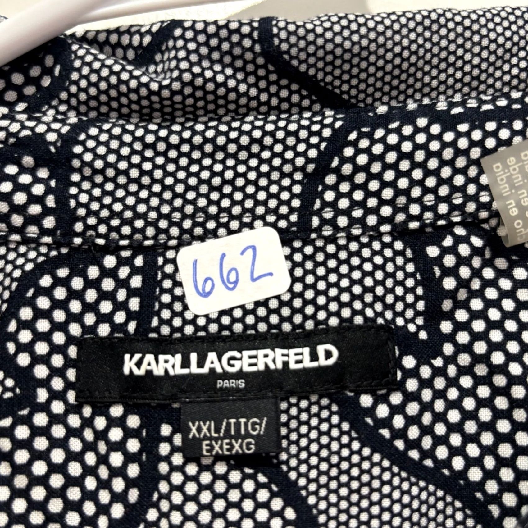 Karl Lagerfeld Karl Lagerfeld Paris Mens XXL Shirt Black White Abstract Dot Print Button Up Size US XXL / EU 58 / 5 - 2 Thumbnail