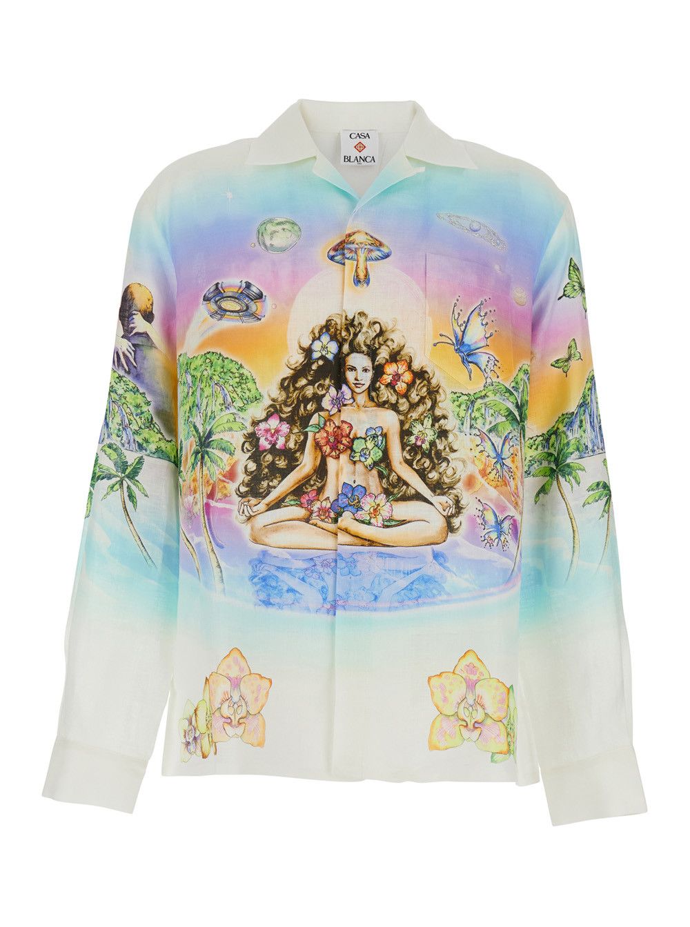 Casablanca Shirt 'Innocence' Multicolor with Cuban Collar and All-Over Print in Linen for Men Size US L / EU 52-54 / 3 - 1 Thumbnail