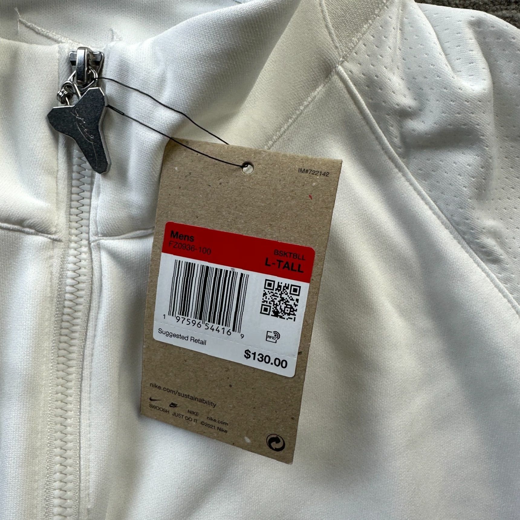 Nike Nike Jacket Kobe Bryant White Mens LT Large Tall Full Zip Halo Track Size US L / EU 52-54 / 3 - 7 Thumbnail