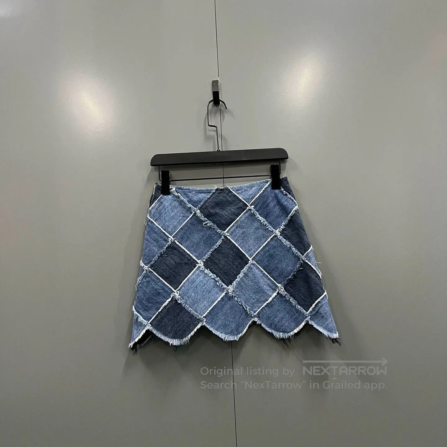 Miu Miu Miu Miu Denim Plaid Patchwork Skirt. Size 35" - 2 Thumbnail