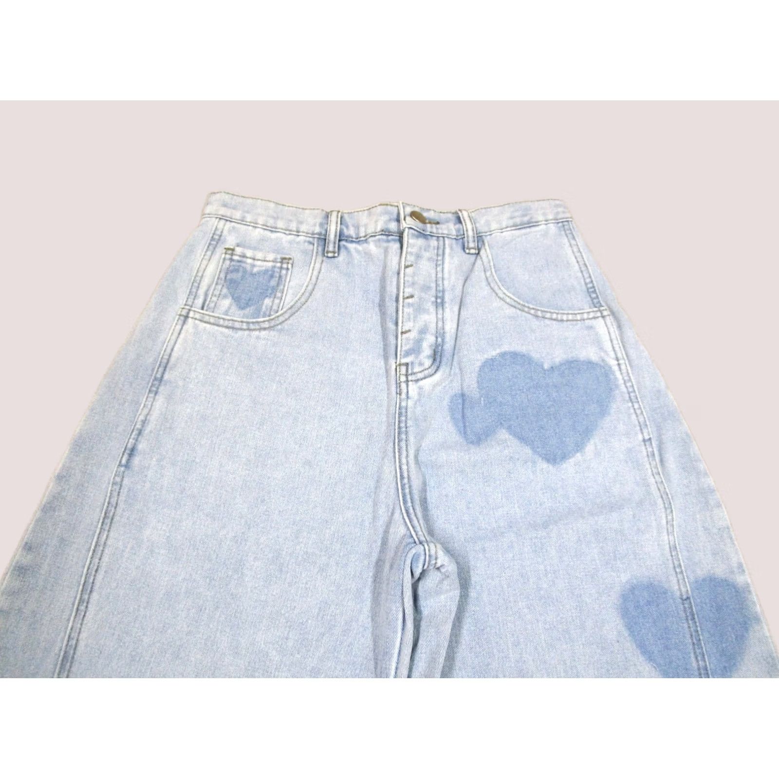 Vintage Sage Fig Jeans Women 30 High Rise Barrel Button Fly Hearts Light Wash NWT Jeans Size 32" / US 10 / IT 46 - 1 Thumbnail