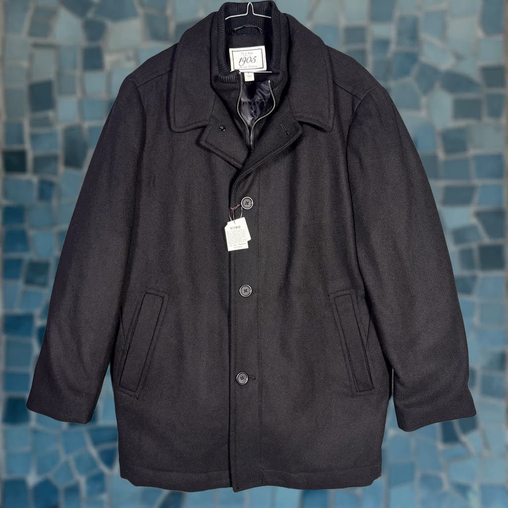 Jos. A. Bank VINTAGE Jos A Bank Overcoat Mens L 1905 Full Zip Peacoat Quilted Wool New w/ Tags Black Wool Long Coat Mens Size US L / EU 52-54 / 3 - 1 Thumbnail