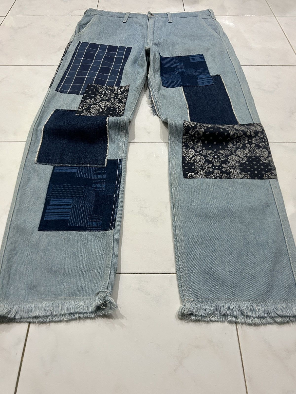 Japanese Brand Y2K Niko And Unstudied Patchwork Sashiko Bandana Jeans Size US 32 / EU 48 - 4 Thumbnail