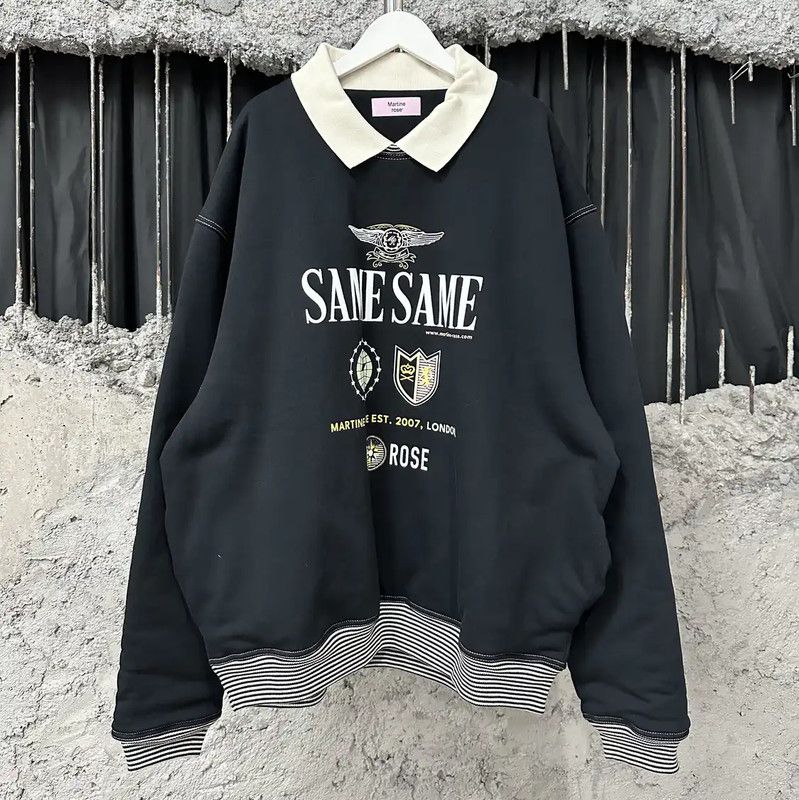 Martine Rose Martine Rose Black Cotton Logo Long Sleeve Sweatshirt 0089 Size L / US 10 / IT 46 - 1 Thumbnail