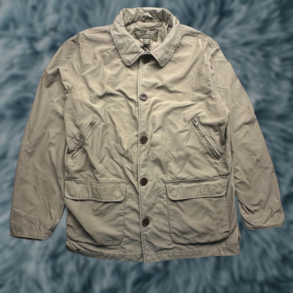 Eddie Bauer VINTAGE Eddie Bauer Button Canvas Field Barn Coat Jacket Mens XLT Tall Olive Green Size US XL / EU 56 / 4 - 1 Thumbnail