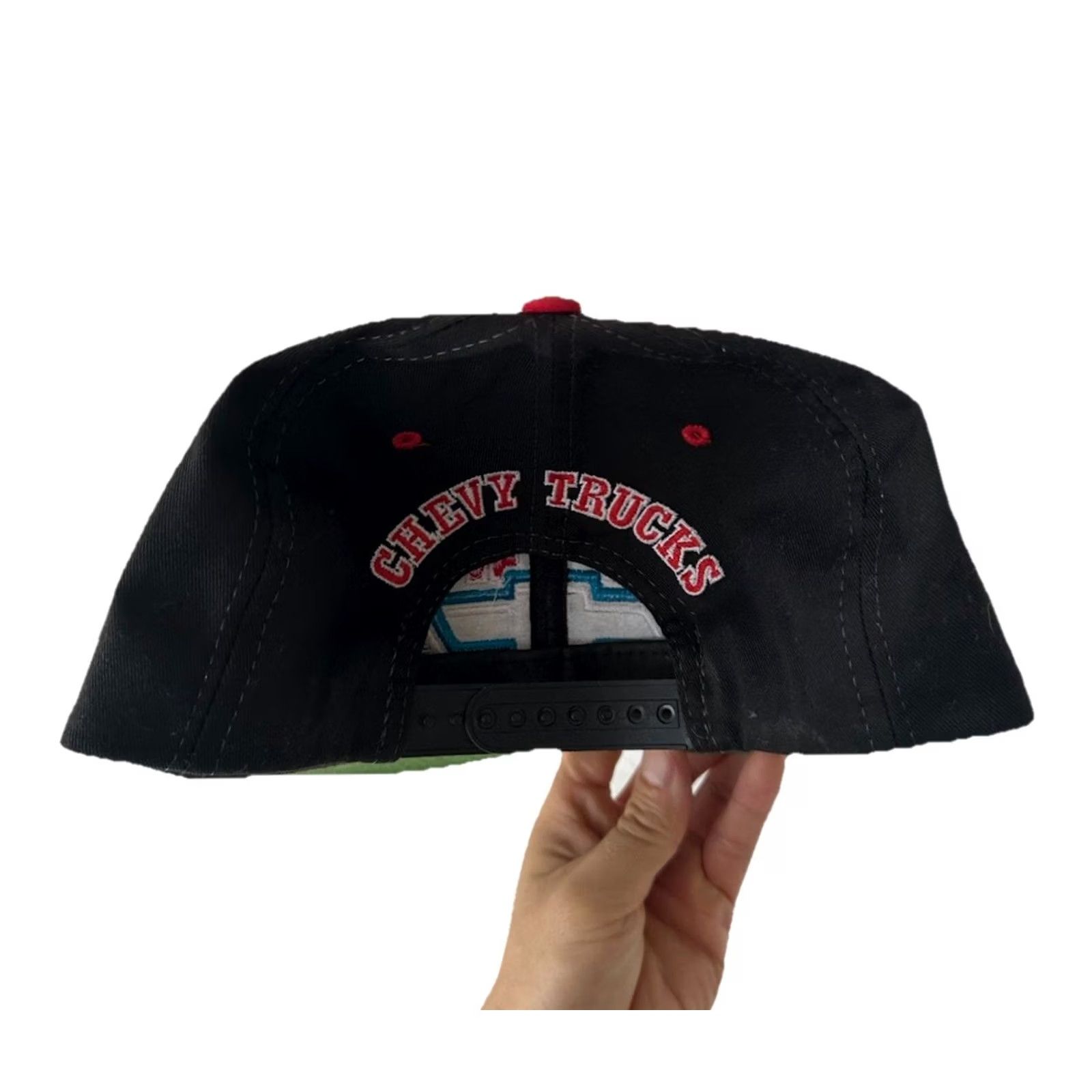 Vintage VINTAGE Chevrolet Hat Snapback Black Red One Size Men 90s Cars Adjustable Size ONE SIZE - 4 Thumbnail