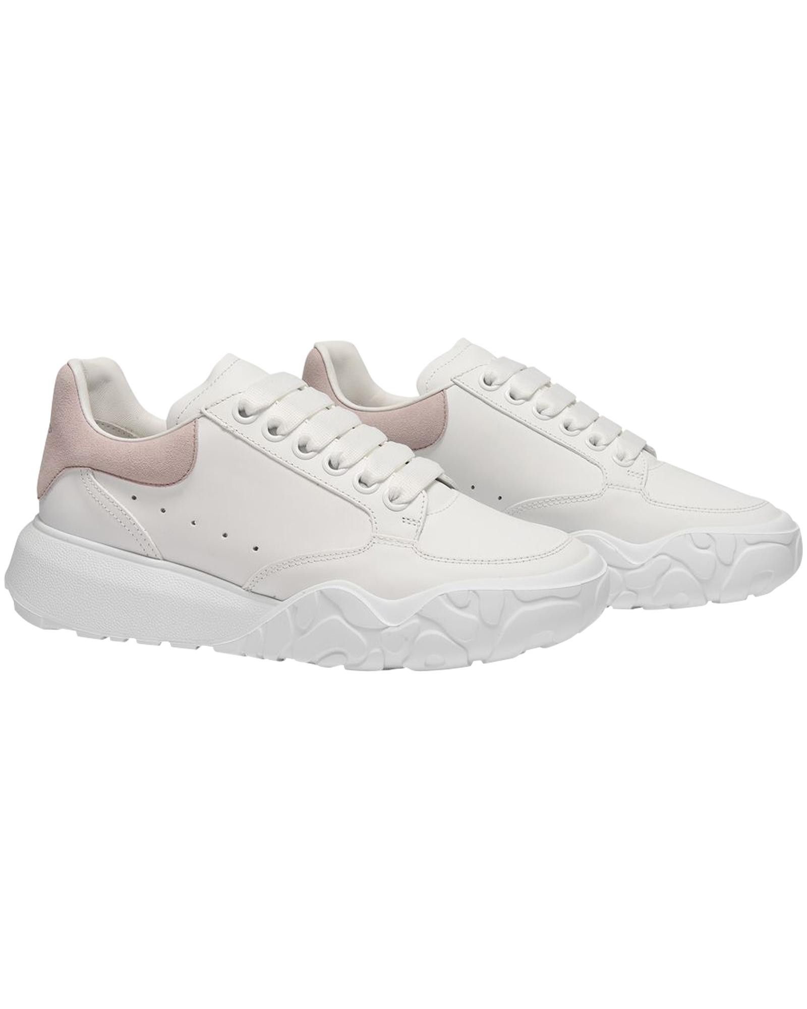 image of Alexander Mcqueen Dynamic White Leather Court Sneakers With Chunky Soles, Women's (Size 9)