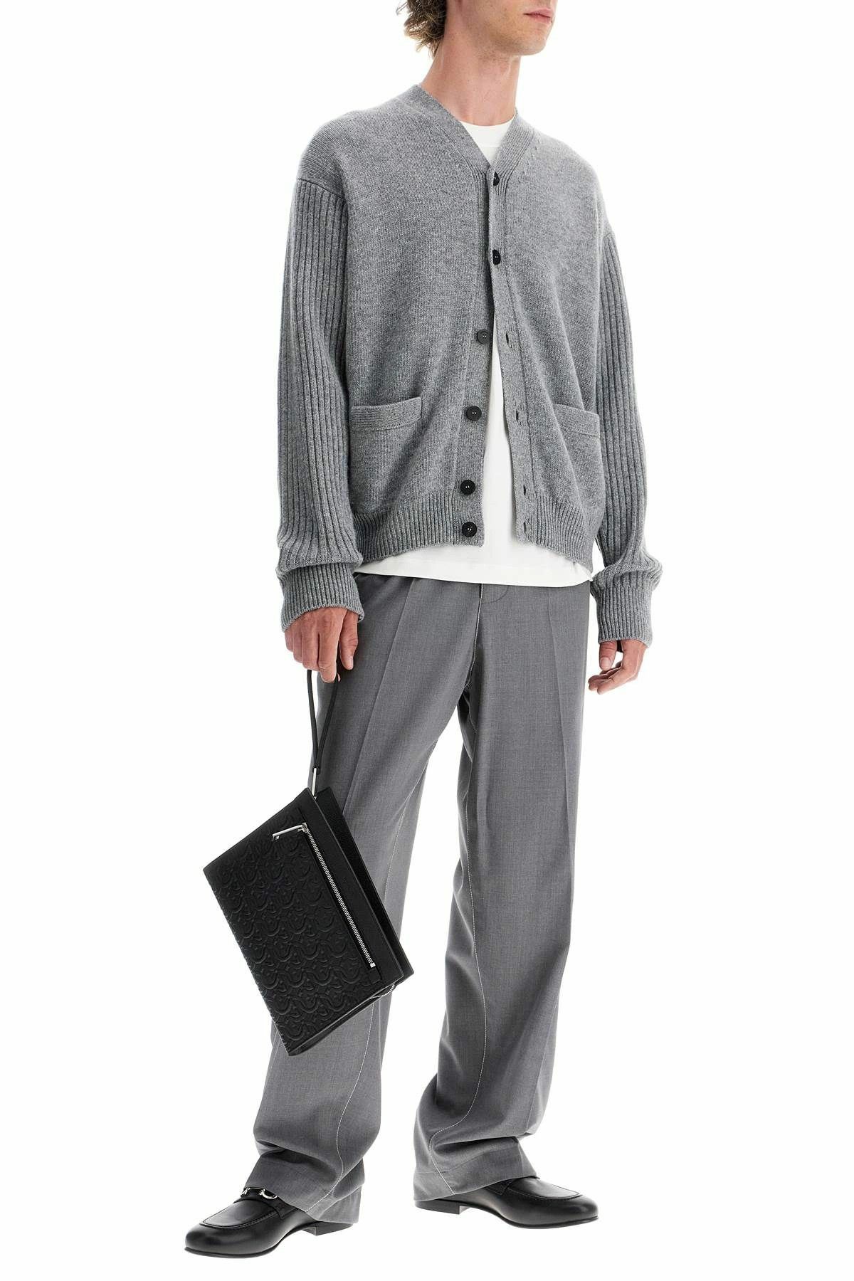 Salvatore Ferragamo o1s1rm0126 Wool Cardigan in Grey Size US L / EU 52-54 / 3 - 2 Thumbnail