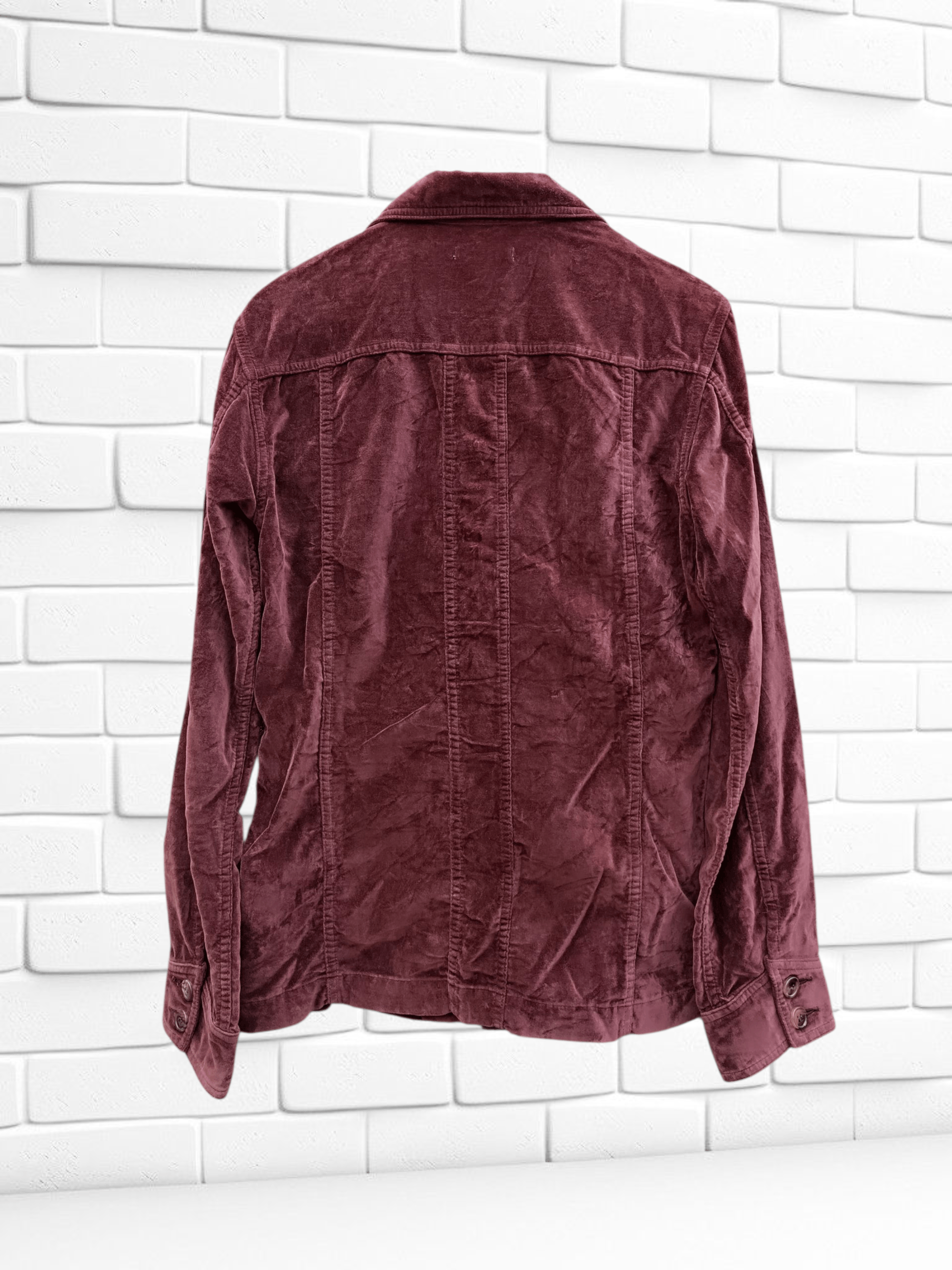 Japanese Brand Vintage Shirt Jacket Burgundy Velour Ifsixwasnine LGB Style Size US M / EU 48-50 / 2 - 4 Thumbnail