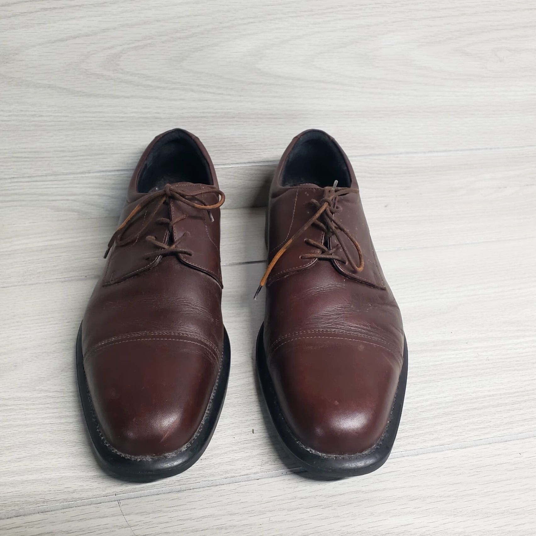 Vintage Bostonian Non-Stop Cap Toe Oxfords Shoes Mens 13M Brown Leather Dress Formal Size ONE SIZE - 3 Thumbnail