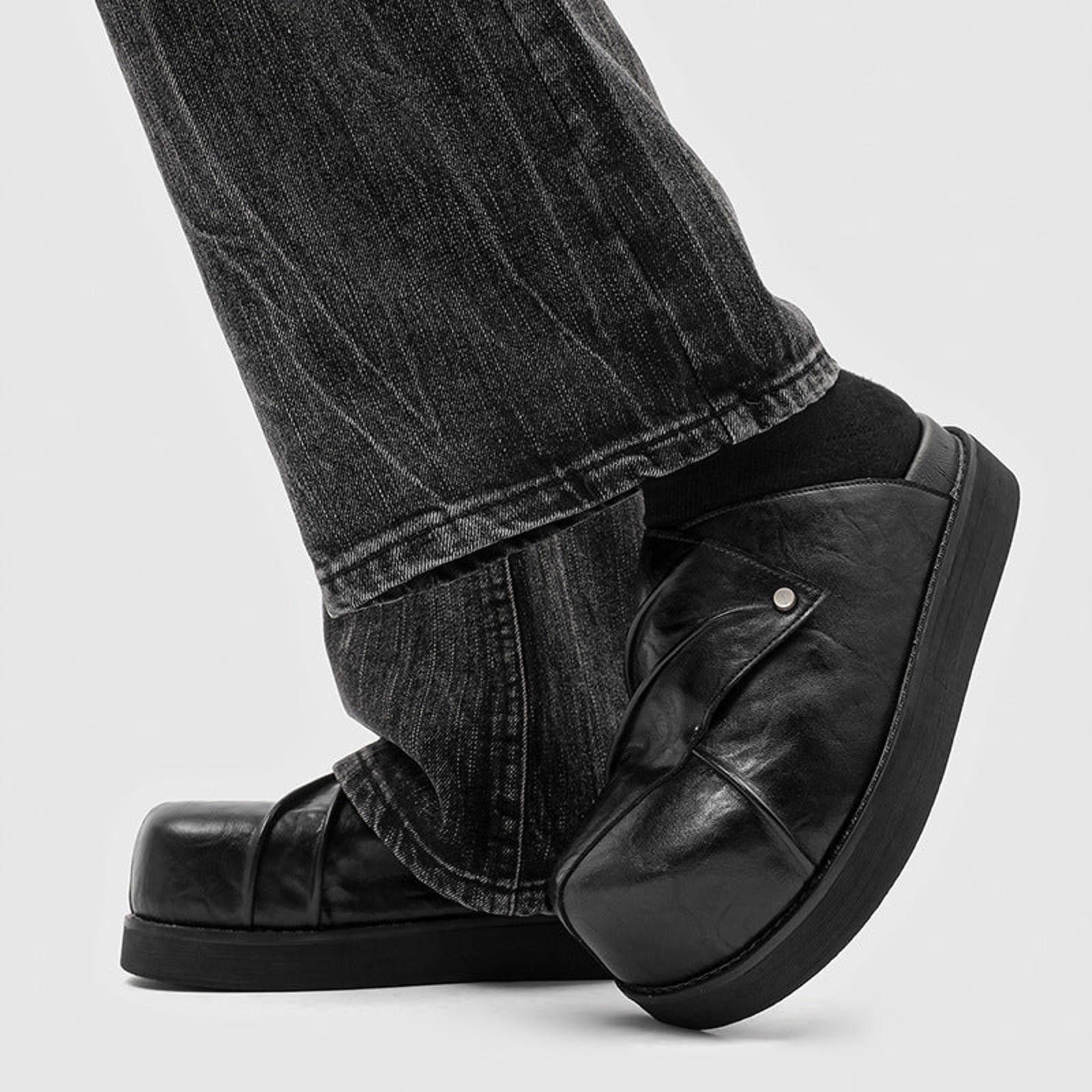 Leather Big Round-Toe Handcraft Mule | Japanese Retro Design Leather Size US 8 / EU 41 - 5 Thumbnail