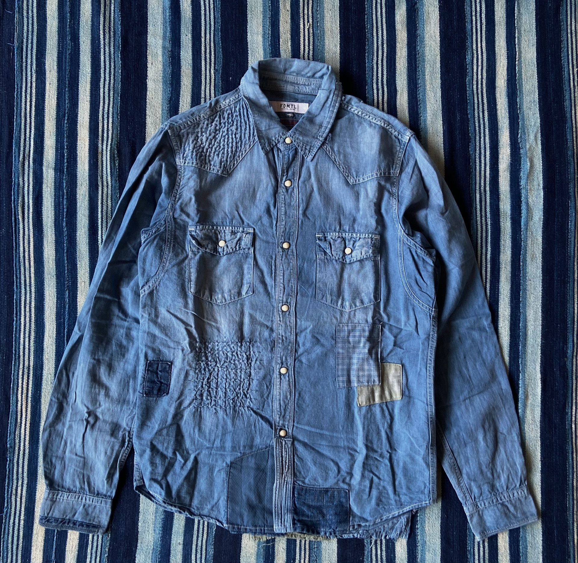 FDMTL FDMTL Patchwork Denim Shirt 5YR Wash Size US L / EU 52-54 / 3 - 1 Thumbnail