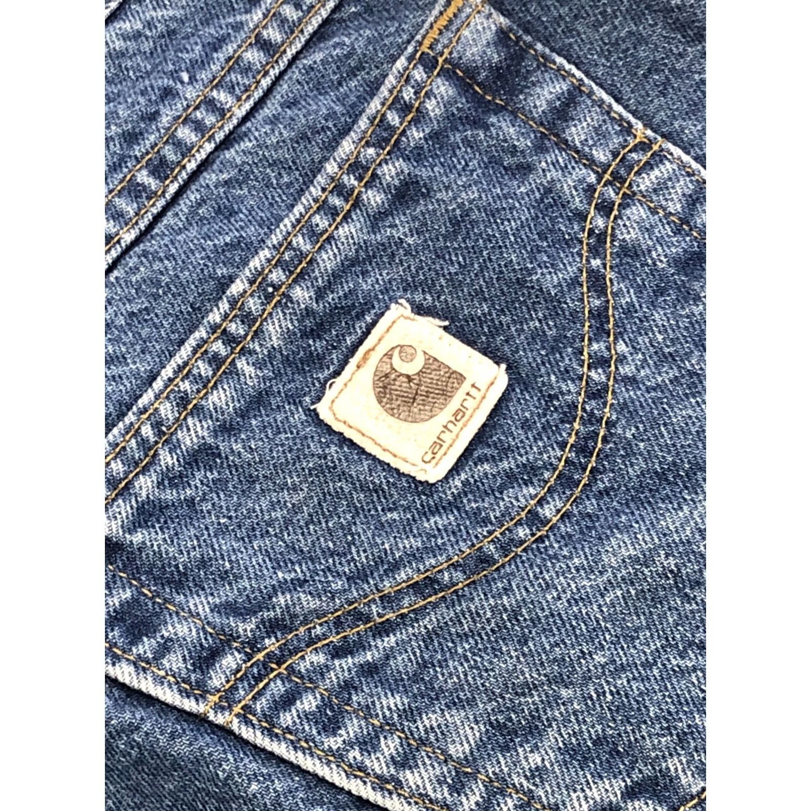 Carhartt VINTAGE Carhartt Jeans 42x27 Relaxed Denim Blue USA Lined Pockets US-Made Mens DST B21 DST Straight Flannel Size US 42 / EU 58 - 2 Thumbnail
