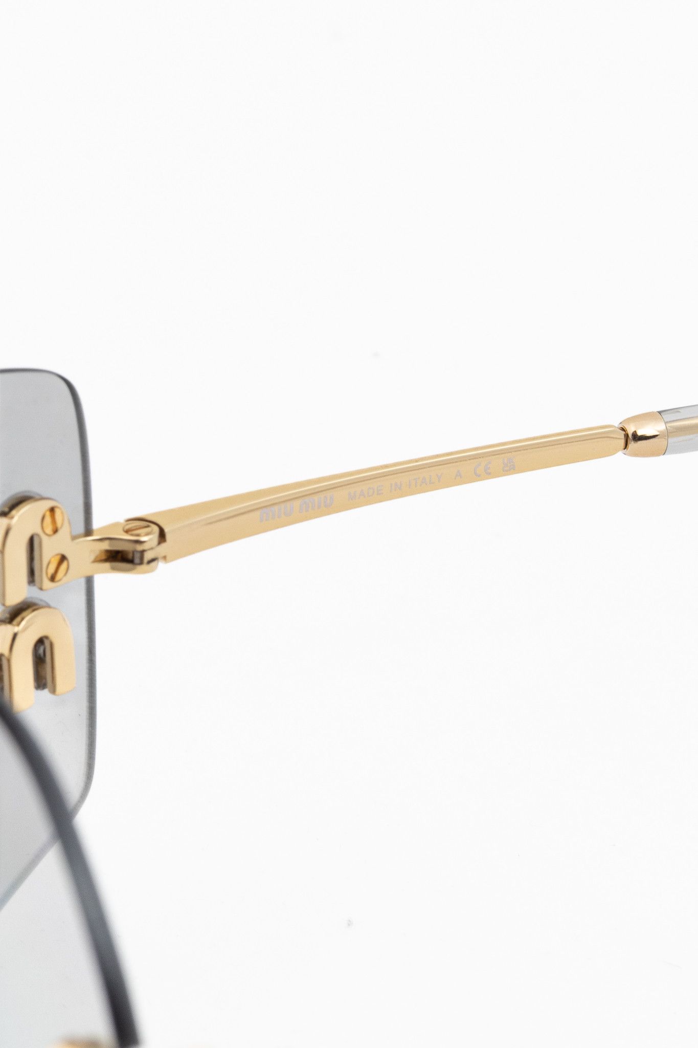 Miu Miu Miu Miu Aube Light Grey & Gold-Tone Sunglasses Size ONE SIZE - 9 Thumbnail
