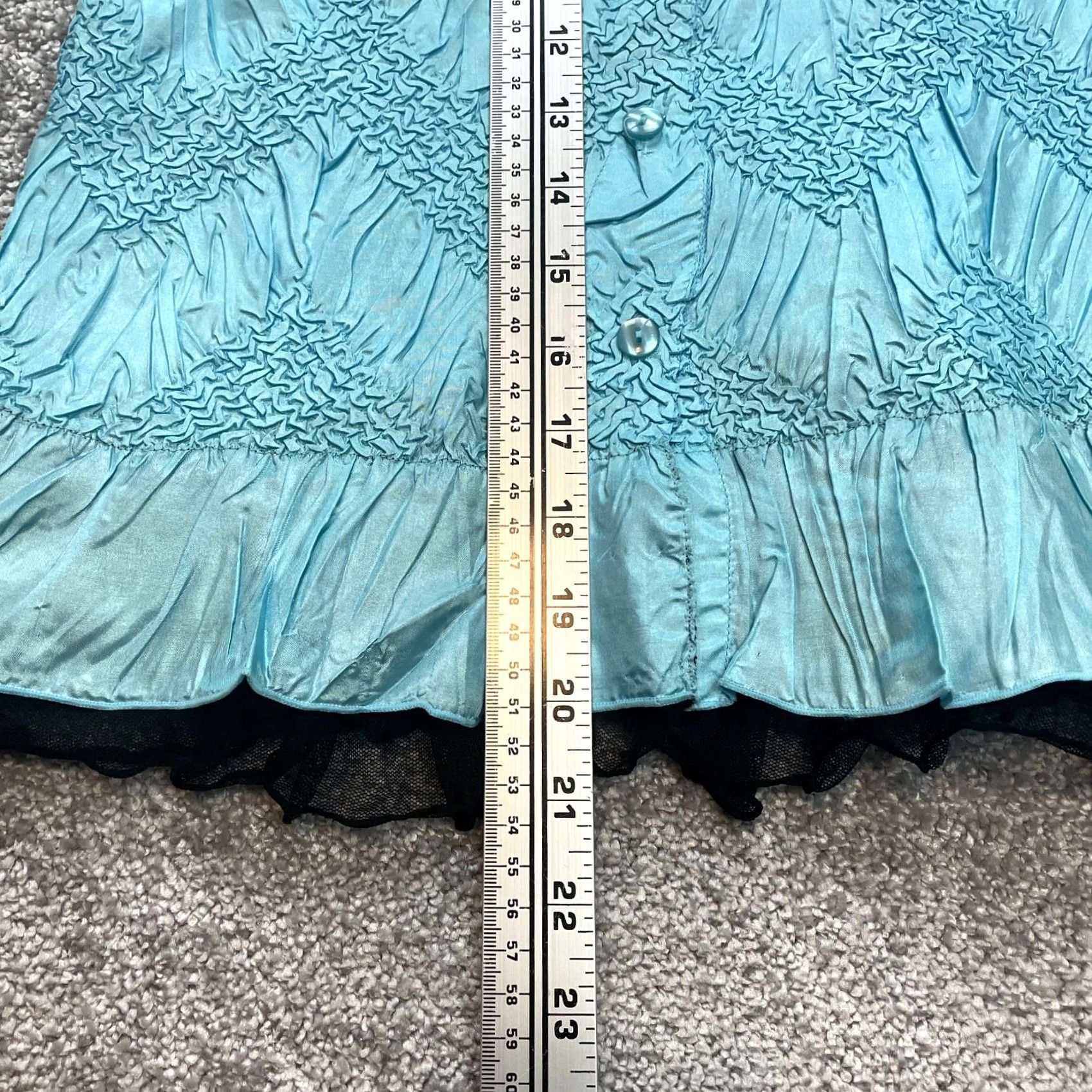 Vintage She's All That blouse Button Up Top Juniors M Light Blue Stretch Textured Shirt Size M / US 6-8 / IT 42-44 - 5 Thumbnail