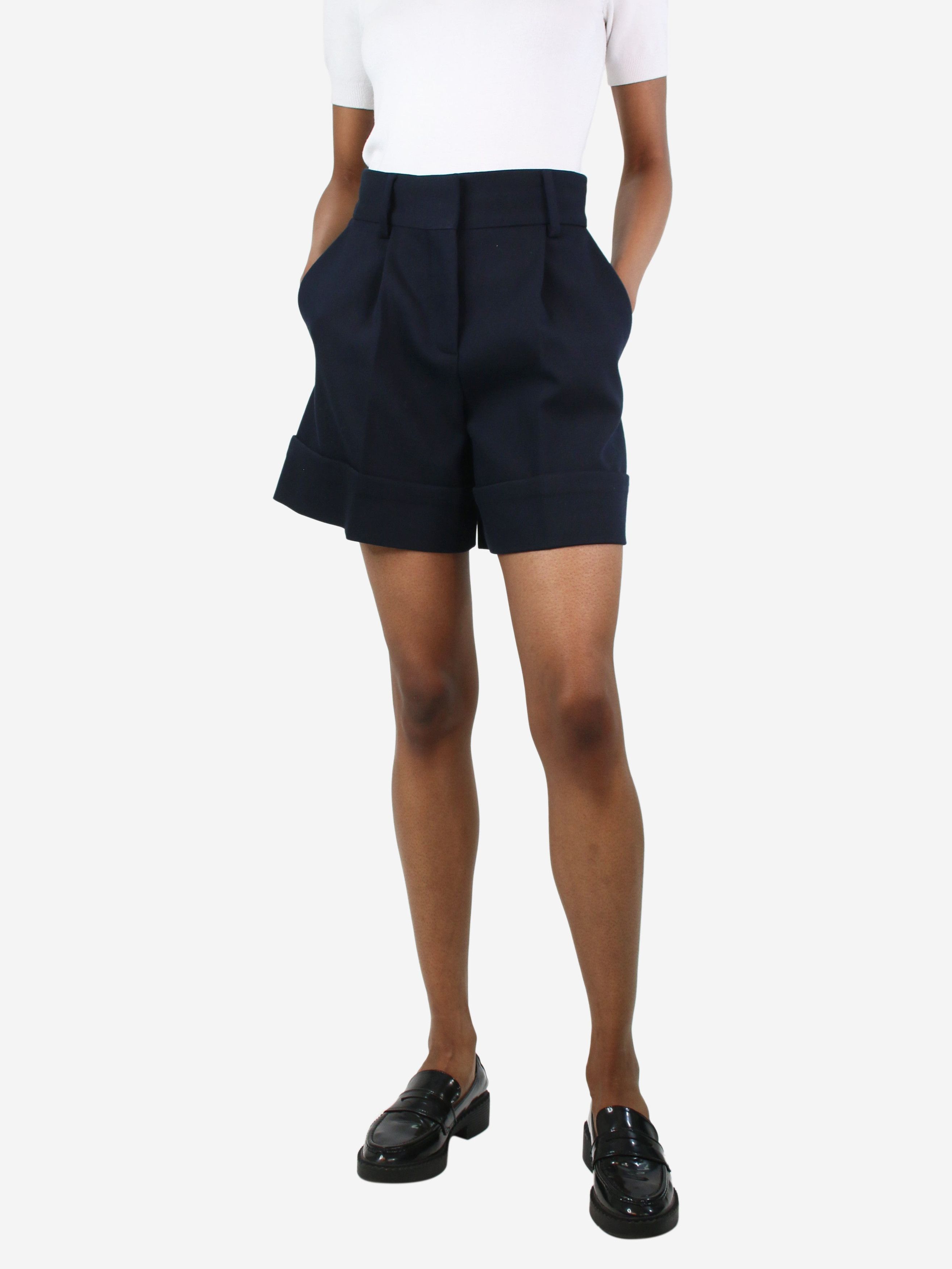 image of See By Chloe Navy Blue Cropped Shorts - Size Uk 6, Women's
