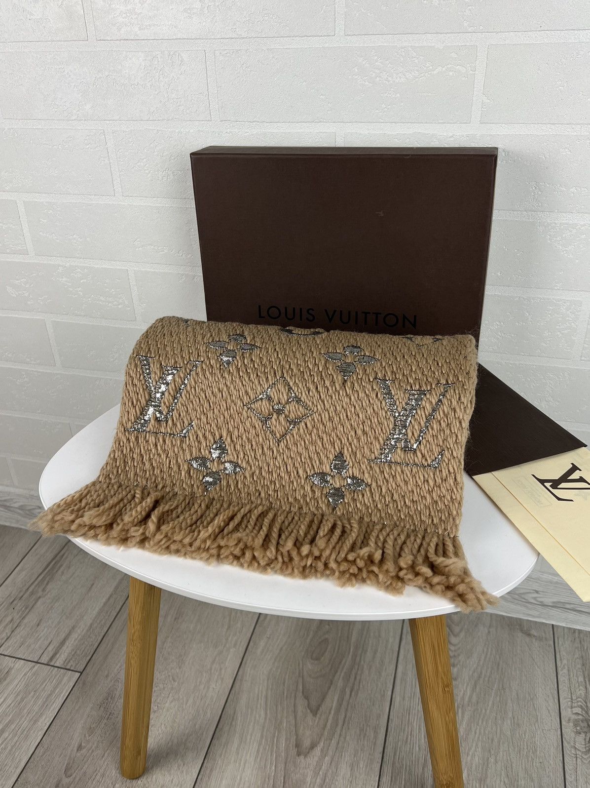 Louis Vuitton LOUIS VUITTON Scarf Echarpe LV Logomania Monogram Wool Silk Size ONE SIZE - 9 Thumbnail