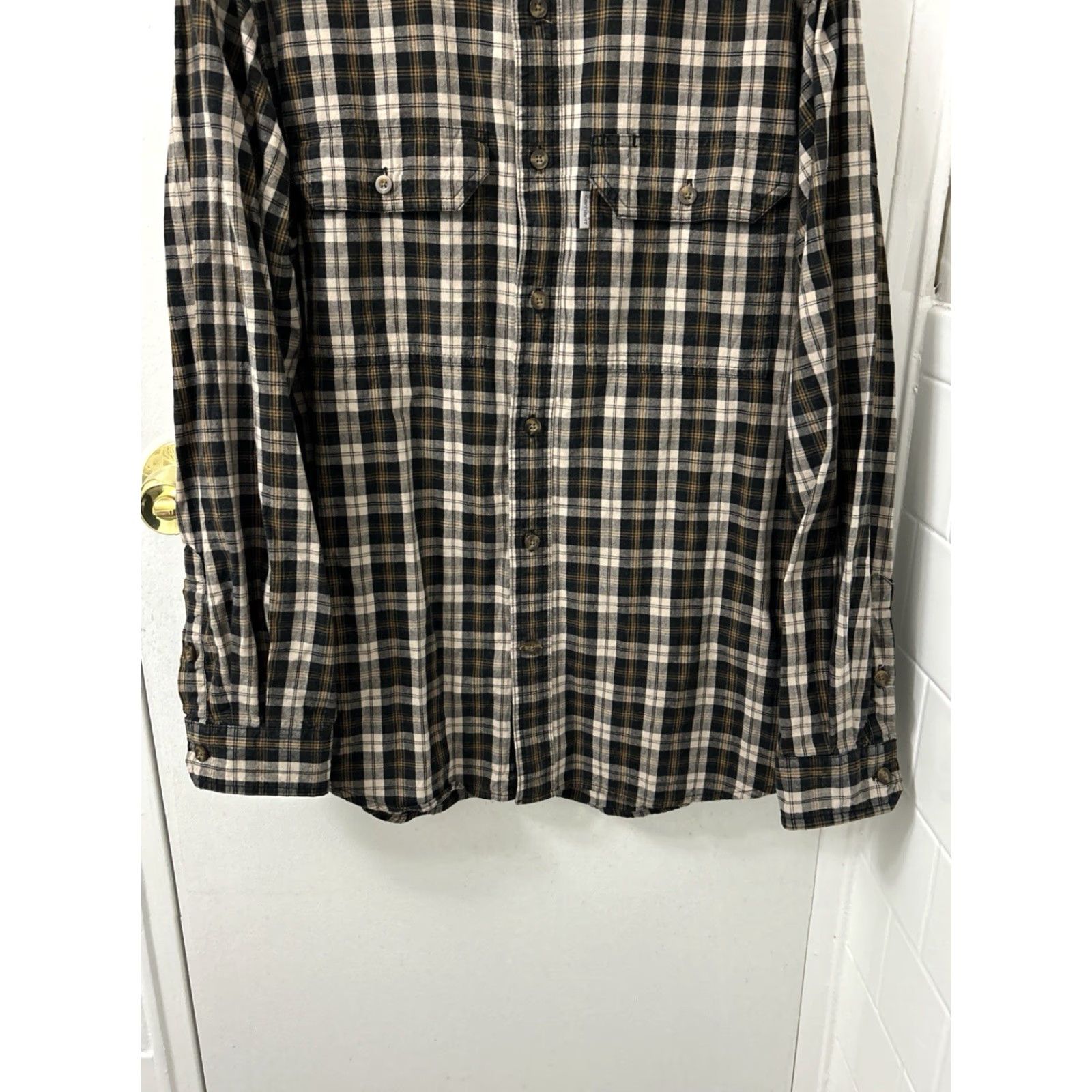 Carhartt Carhartt Shirt Mens M Brown Oxford Plaid Relaxed Button Down L/S Pockets 102214 Size US M / EU 48-50 / 2 - 3 Thumbnail