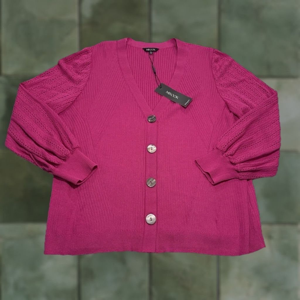 Vintage VINTAGE Misook Pink Button-Up Cardigan Women XL All Seasons Casual Formal Sweater Size XL / US 12-14 / IT 48-50 - 1 Thumbnail