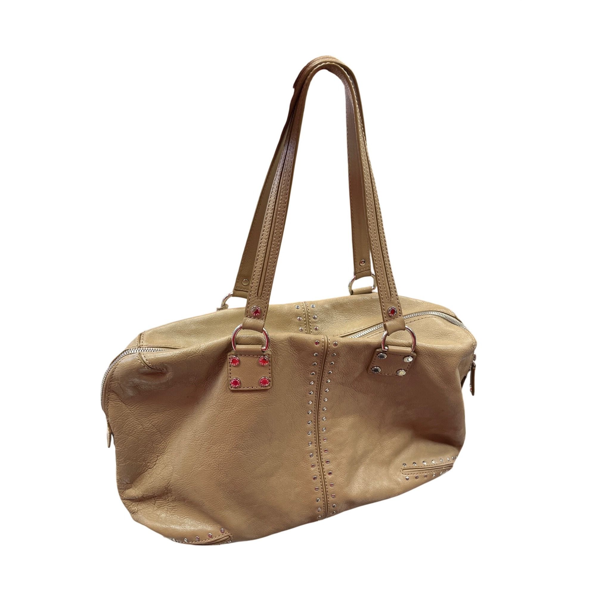 Michael Kors Michael Kors wms taupe tan leather studded hobo tote bag SKU Size ONE SIZE - 21 Thumbnail