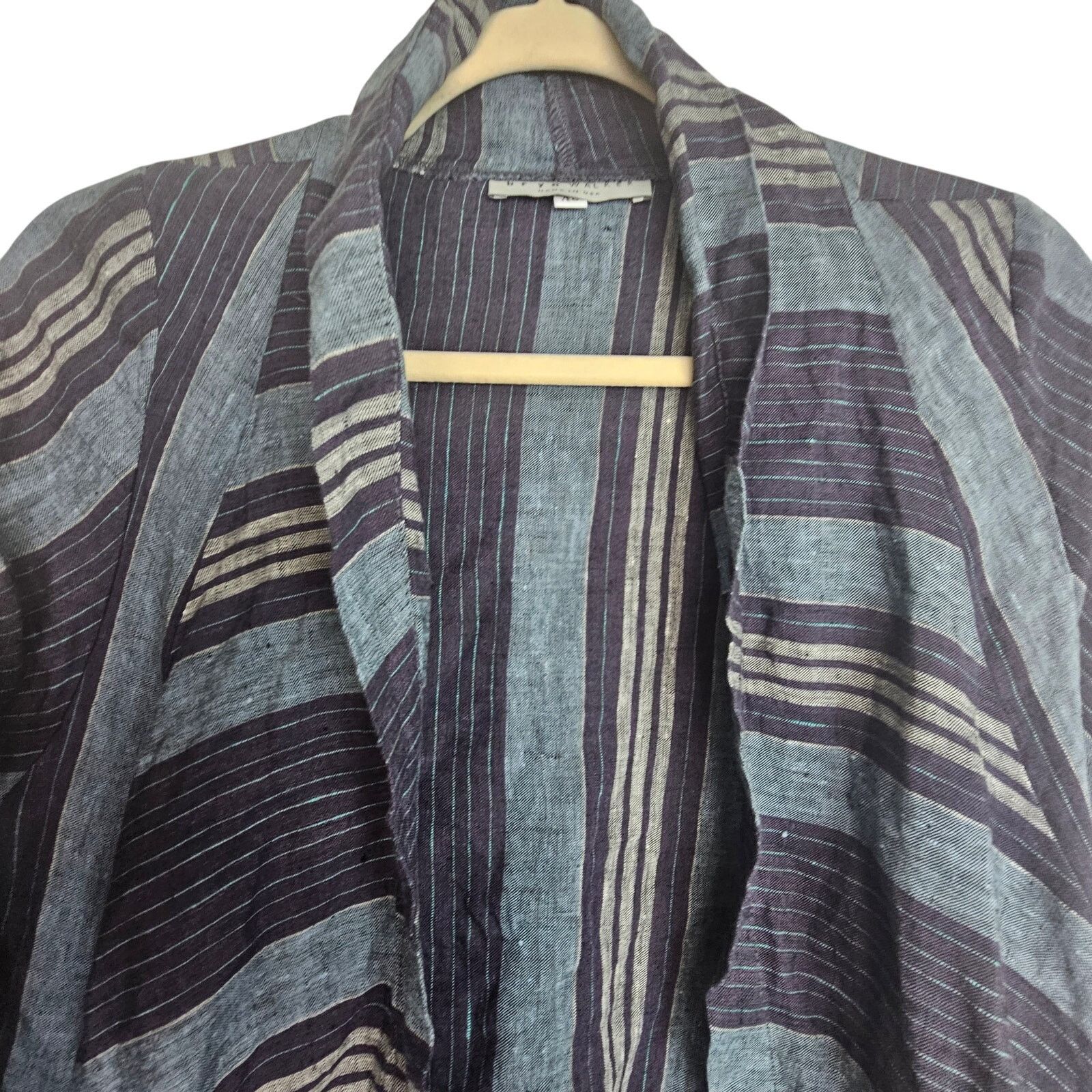 Bryn Walker Bryn Walker Womens Striped Linen Kai Jacket Sz XS Lagenlook Size XS / US 0-2 / IT 36-38 - 2 Thumbnail