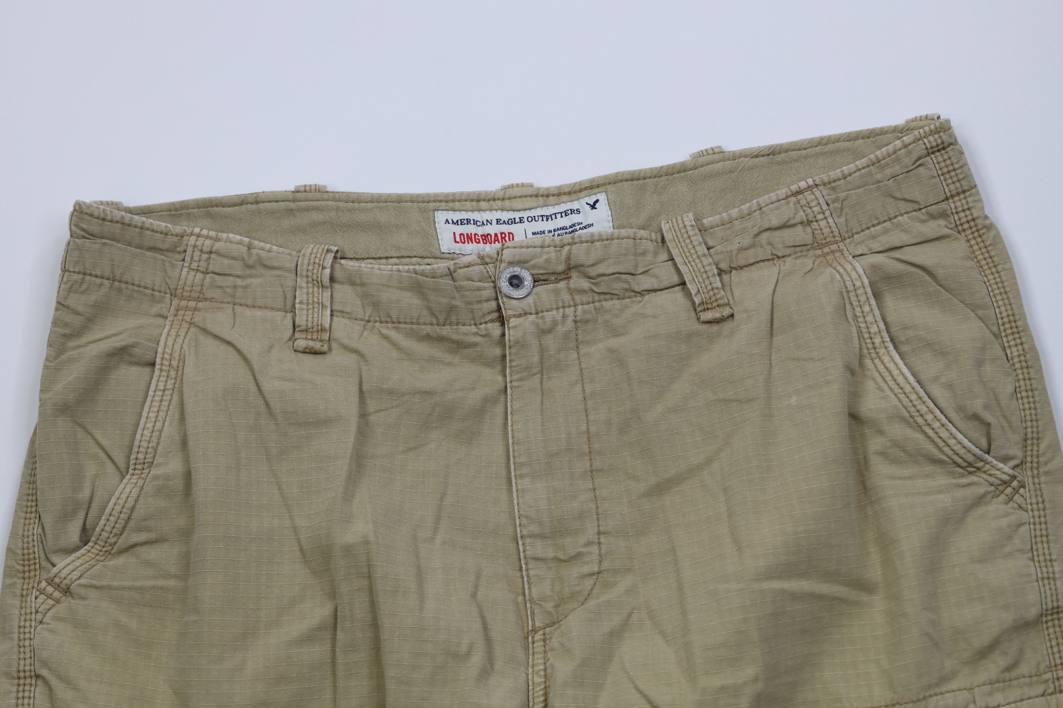 American Eagle Outfitters Vintage Y2K American Eagle Ripstop Cargo Shorts Beige Brown Size US 38 / EU 54 - 2 Thumbnail