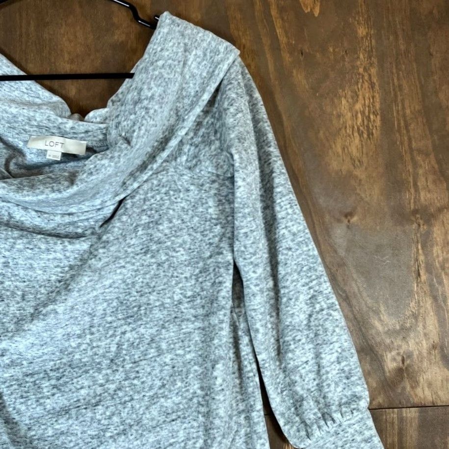 Loft LOFT Womens Sweater Heathered Gray Cowl Neck Soft Pullover Cotton Blend M Size M / US 6-8 / IT 42-44 - 5 Thumbnail
