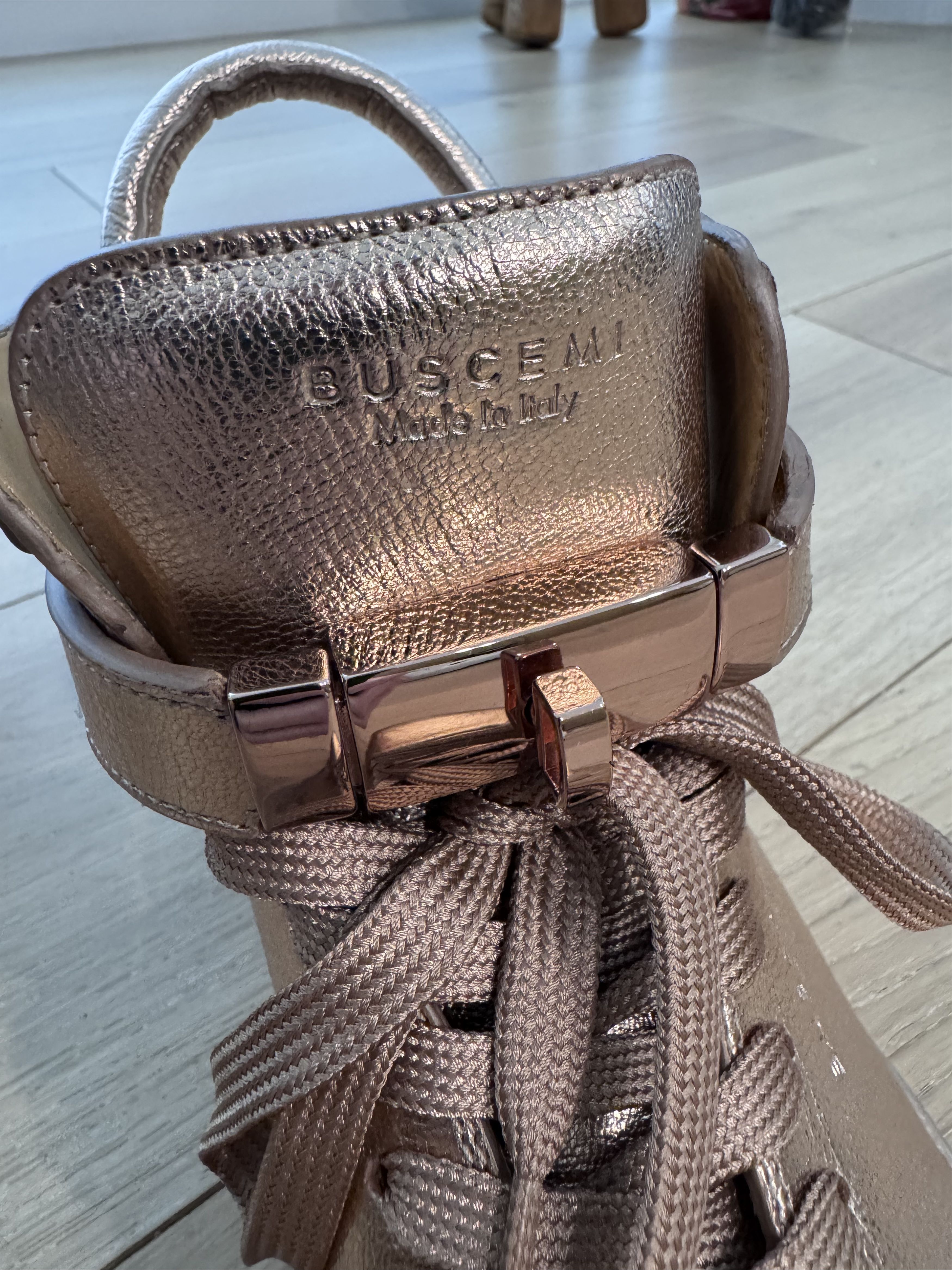 Buscemi Buscemi 100MM Metallic Rose Gold High Top Sneakers Size 12 Size US 12 / EU 45 - 9 Thumbnail